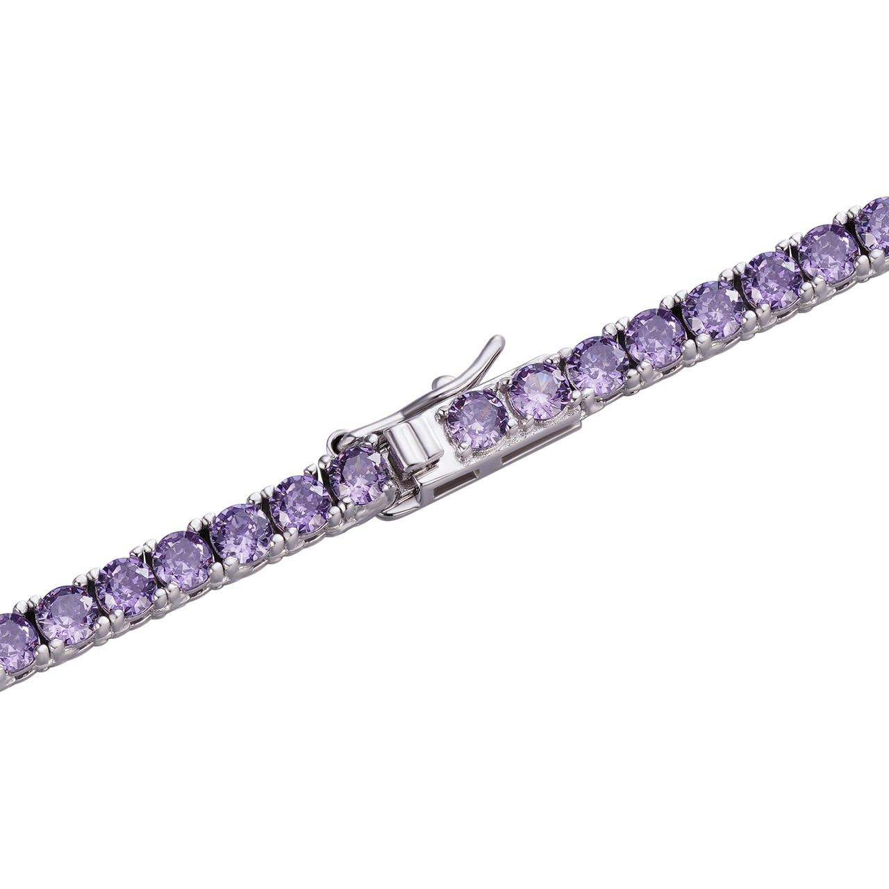 Tennis Chain Real 925 Sterling Silver Purple Amethyst