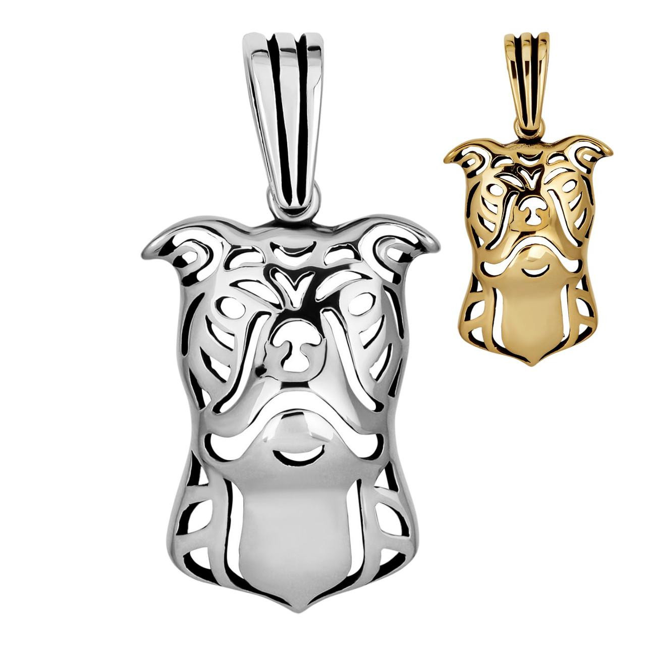 Real Solid 925 Sterling Silver Gold Bulldog Bull Terrier Dog