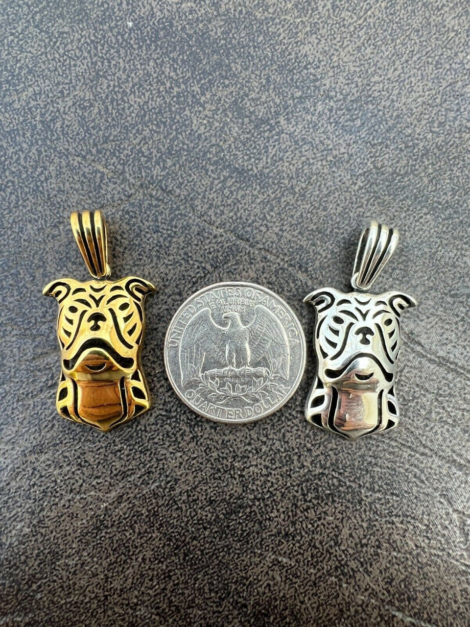 Real Solid 925 Sterling Silver / Gold Bulldog Bull Terrier