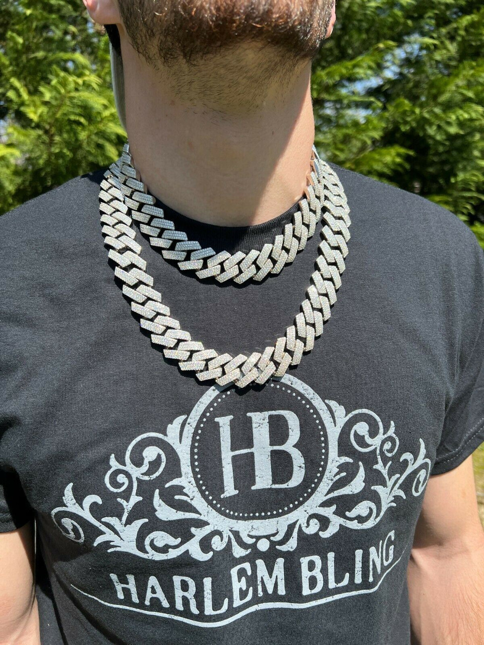 22 Inch Cuban Link Chain On Neck THICK 22mm MOISSANITE Prong Cuban