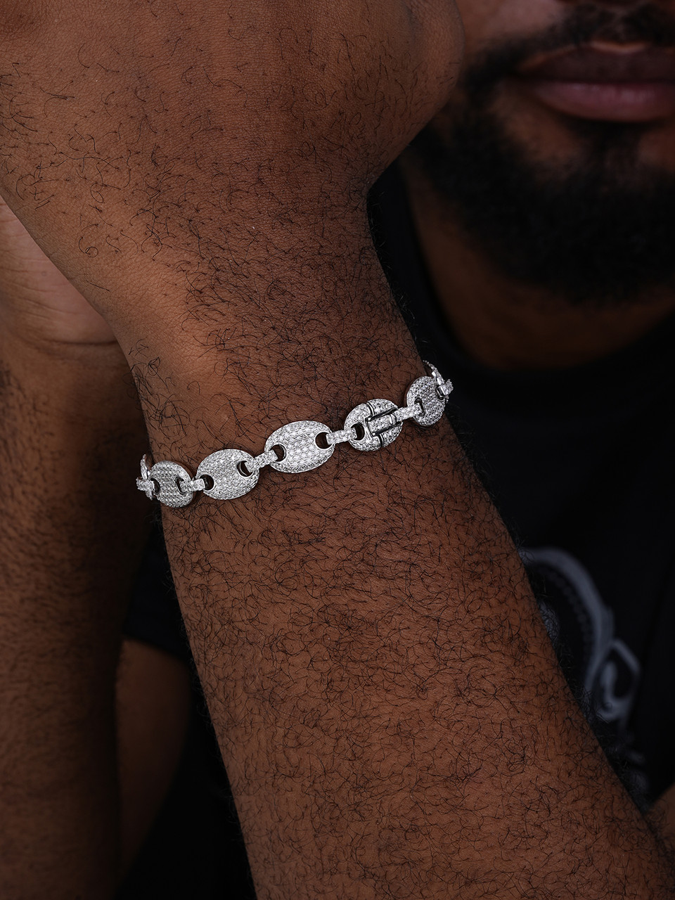 ICED Moissanite Gucci Link Bracelet 12mm Hip Hop 925 Silver Pass