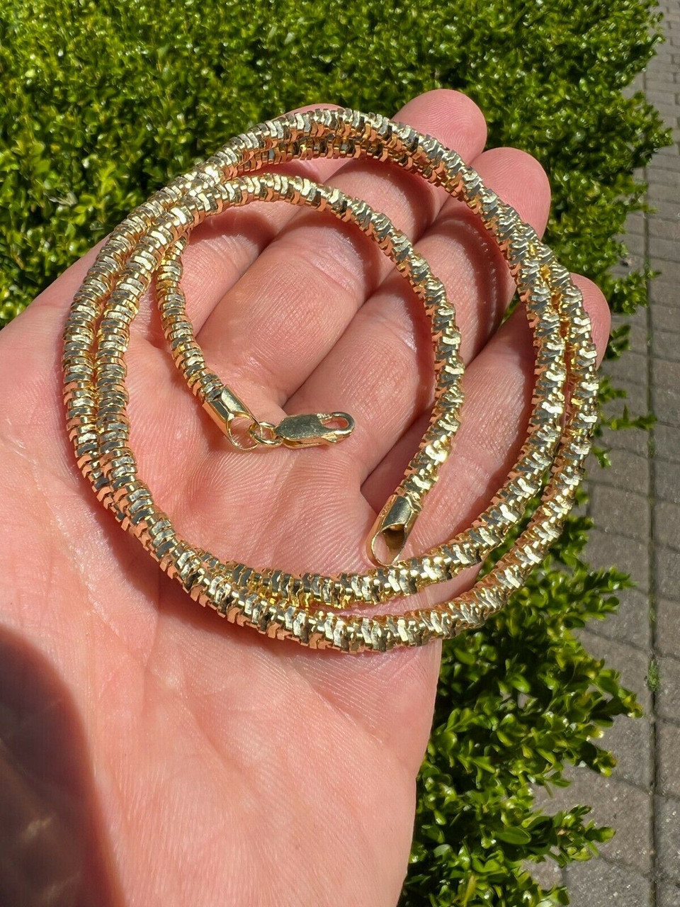 Real 14k Gold Vermeil 925 Silver Diamond Cut Sparkle Ice Rope