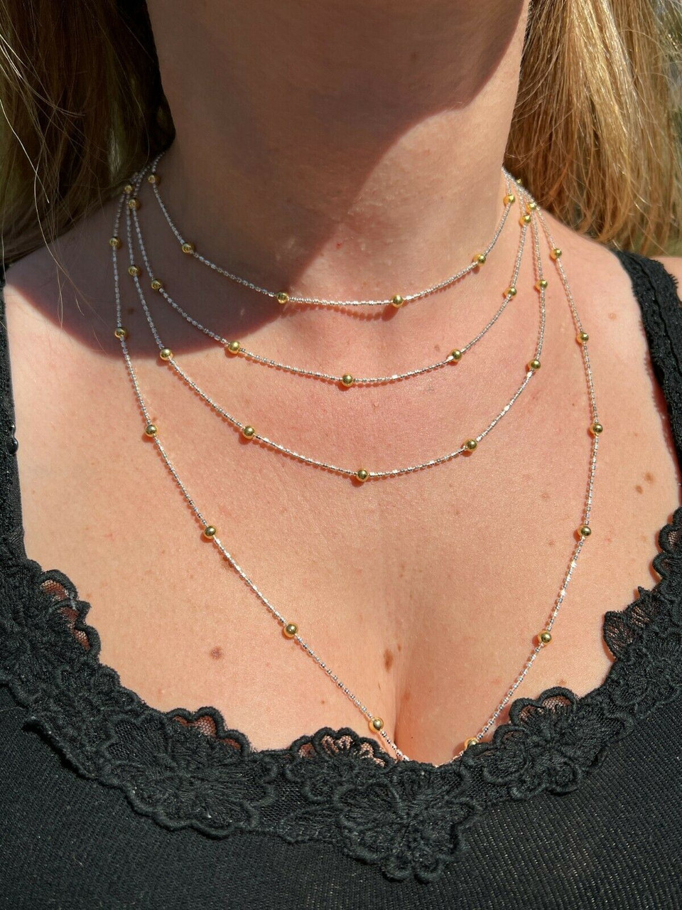 14k Gold & Real 925 Silver Diamond Cut Iced Sparkle Rope