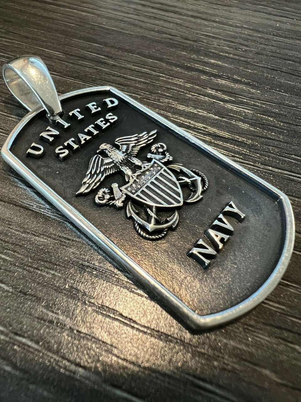 925 Silver / Gold US Navy Sailor Captain Military Naval Dog Tag