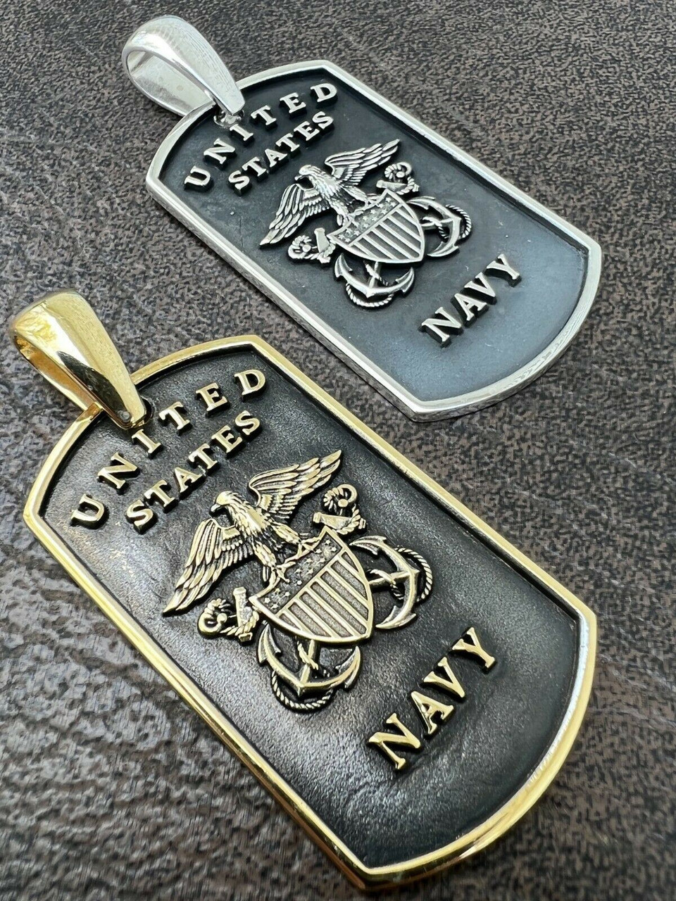 925 Silver / Gold US Navy Sailor Captain Military Naval Dog