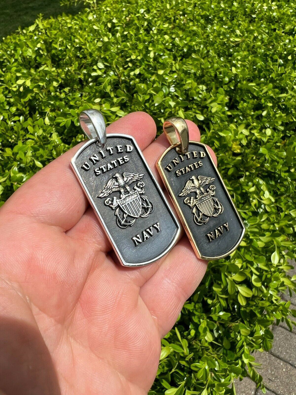 925 Silver / Gold US Navy Sailor Captain Military Naval Dog