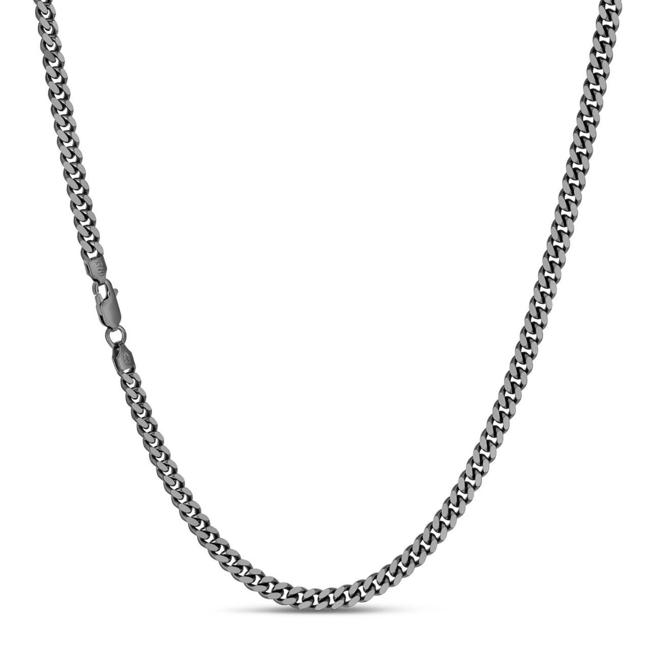 5mm Miami Cuban Link Necklace Black Oxidized Rhodium Real 925