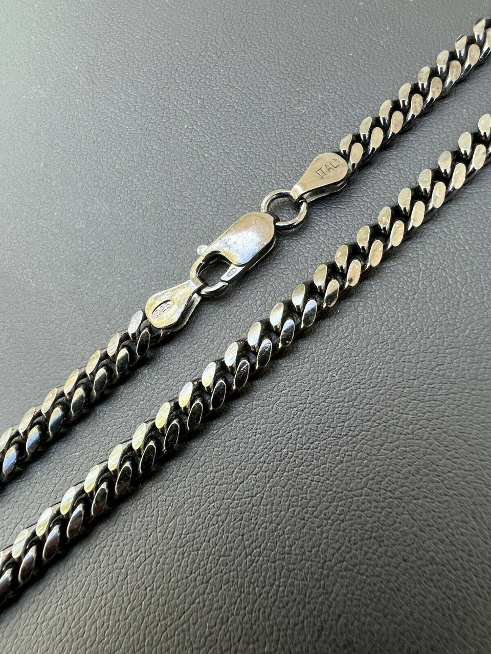 925ARMANIロードレザwaywardクラクトCOOTIEガルニCRIMIE 5mm Miami Cuban Link Necklace Black Oxidized Rhodium Real