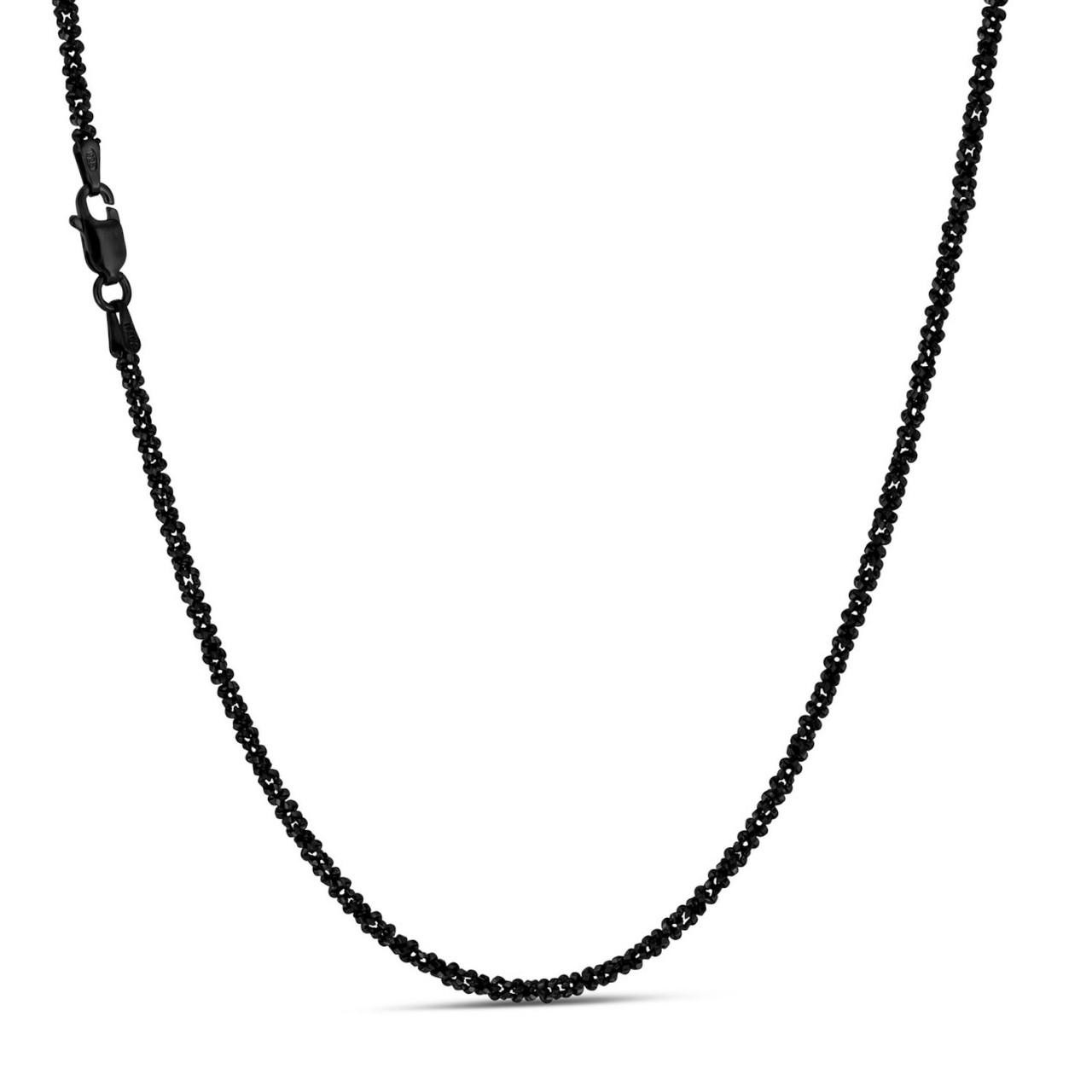 ◇BLACKPURPLE◇ Veritas rope necklace Black Rhodium Real 925 Silver Twisted Rock Sparkle Rope