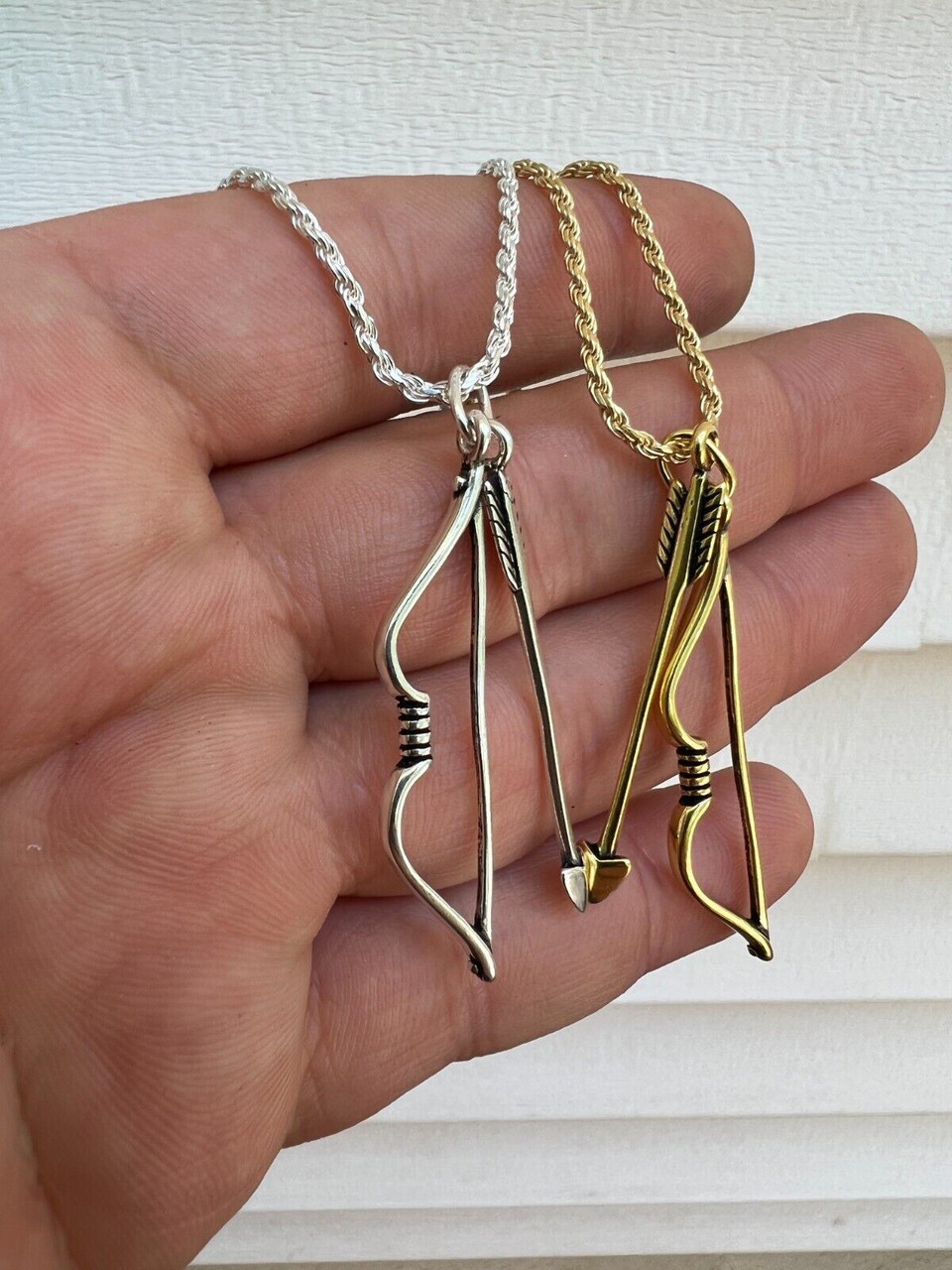 Real 925 Silver / 14k Gold Plated Bow and Arrow Cupid