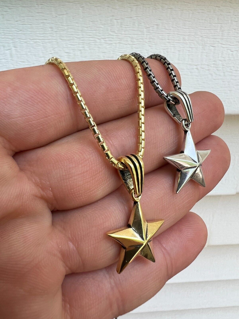 パンドラゴールデンスターチャーム 14k＆925 Real 925 Silver / 14k Gold Plated Star Superstar Oxidized