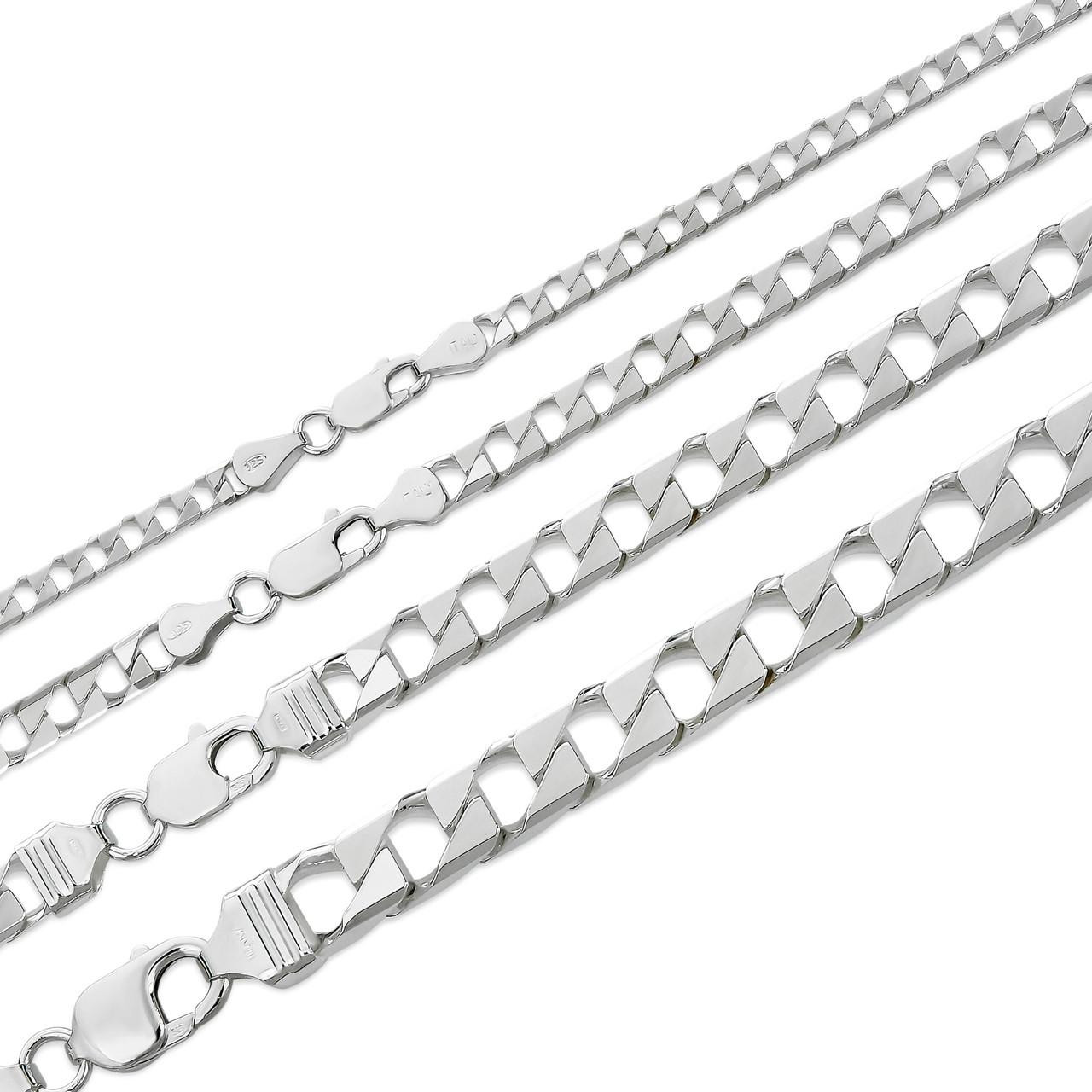 925 Silver Miami Cuban Sterling Silver Cuban Curb Chain Miami