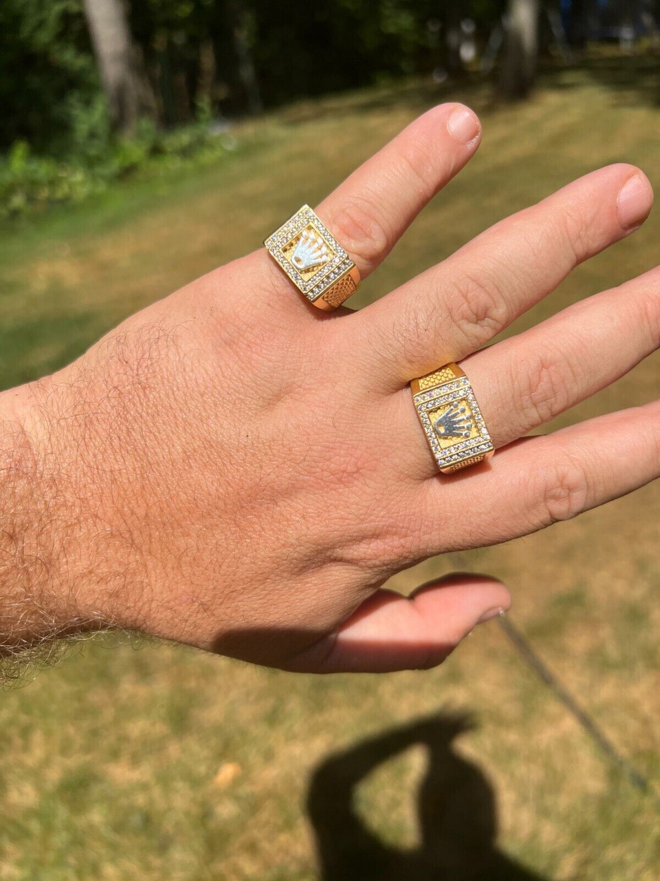 Real Solid 14k Gold Vermeil 925 Sterling Silver Iced Out
