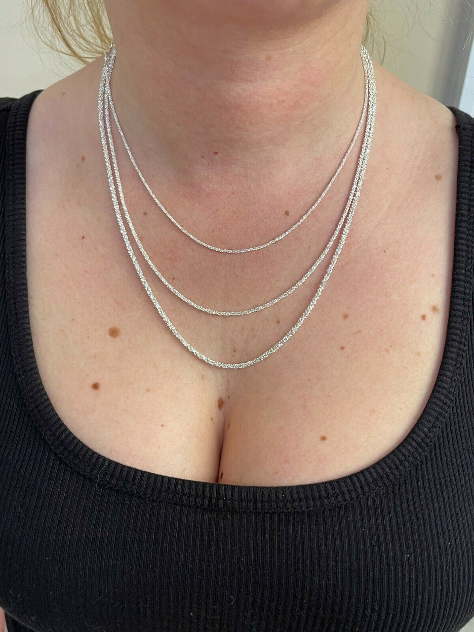 Sparkle Chain Necklace - 925 Sterling Silver - Italian Chain