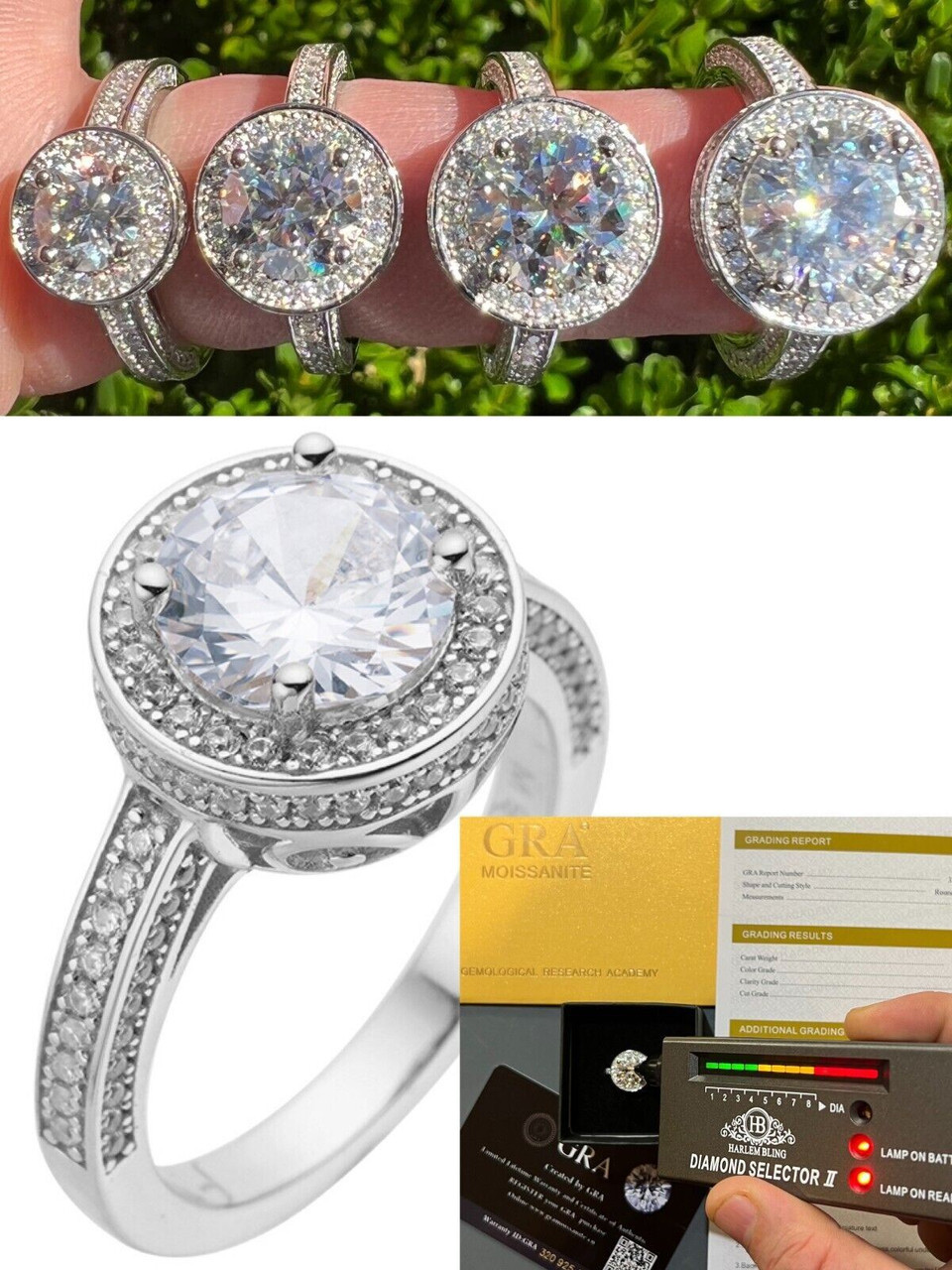 ★TATIANA★ [Silver 925] Moissanite 0.5 carat ring_DR0001 3.5CTW. Cushion & Round Three Stone Moissanite Ring Women