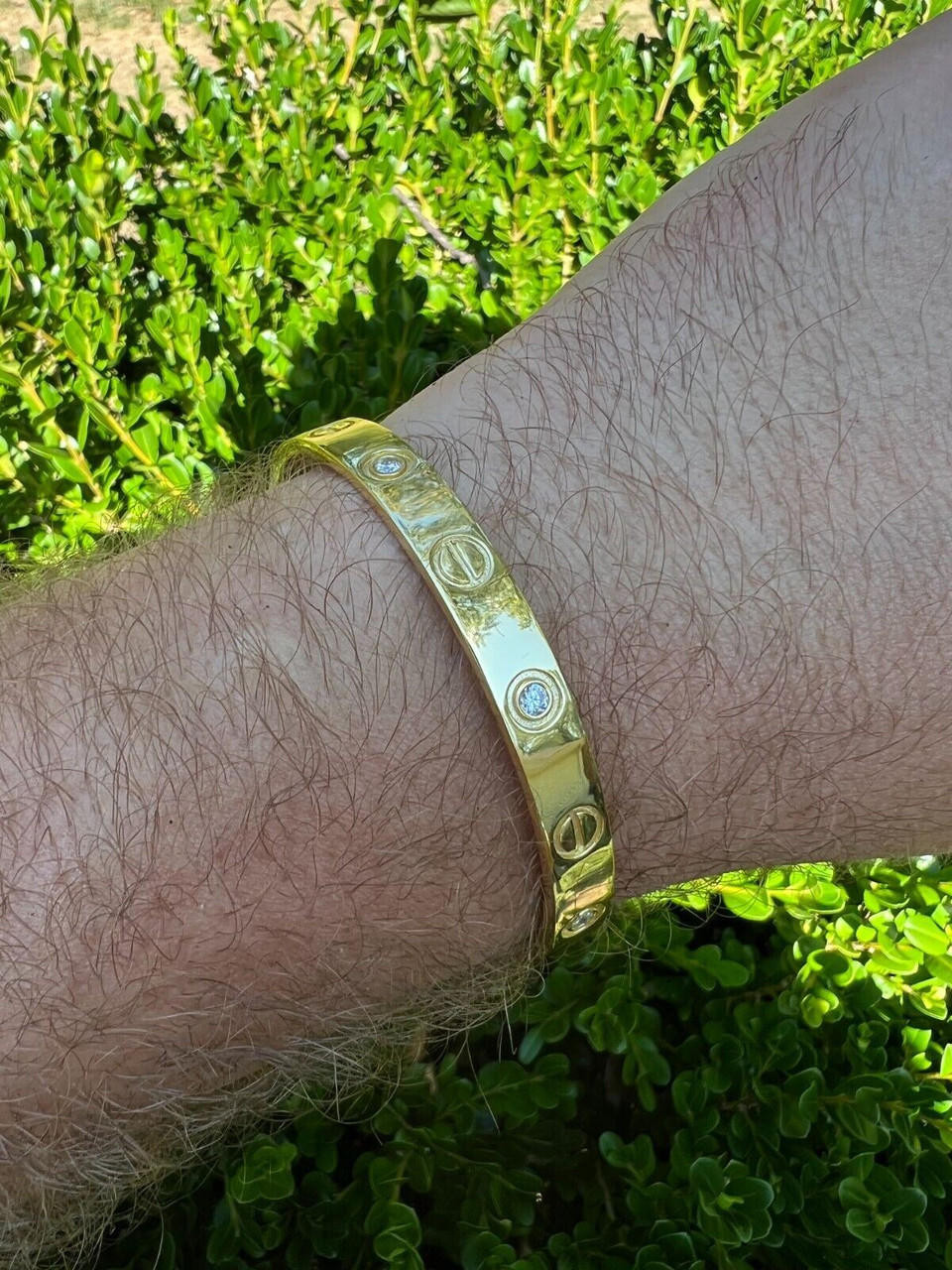 Real MOISSANITE Solid 14k Gold Plated 925 Silver Bangle