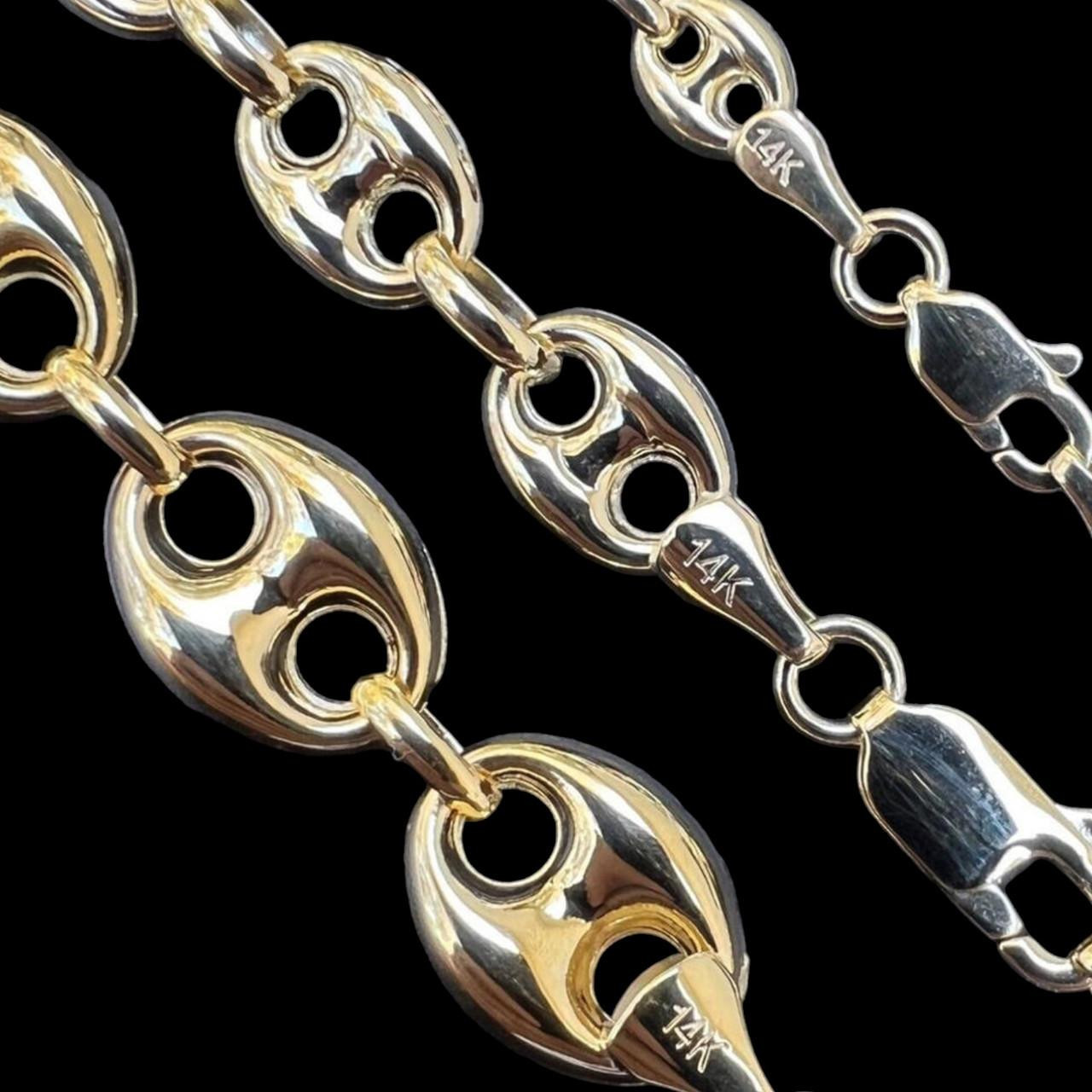 14k HOLLOW Real Yellow Gold Puffed Mariner Gucci Link Chain 5-9mm
