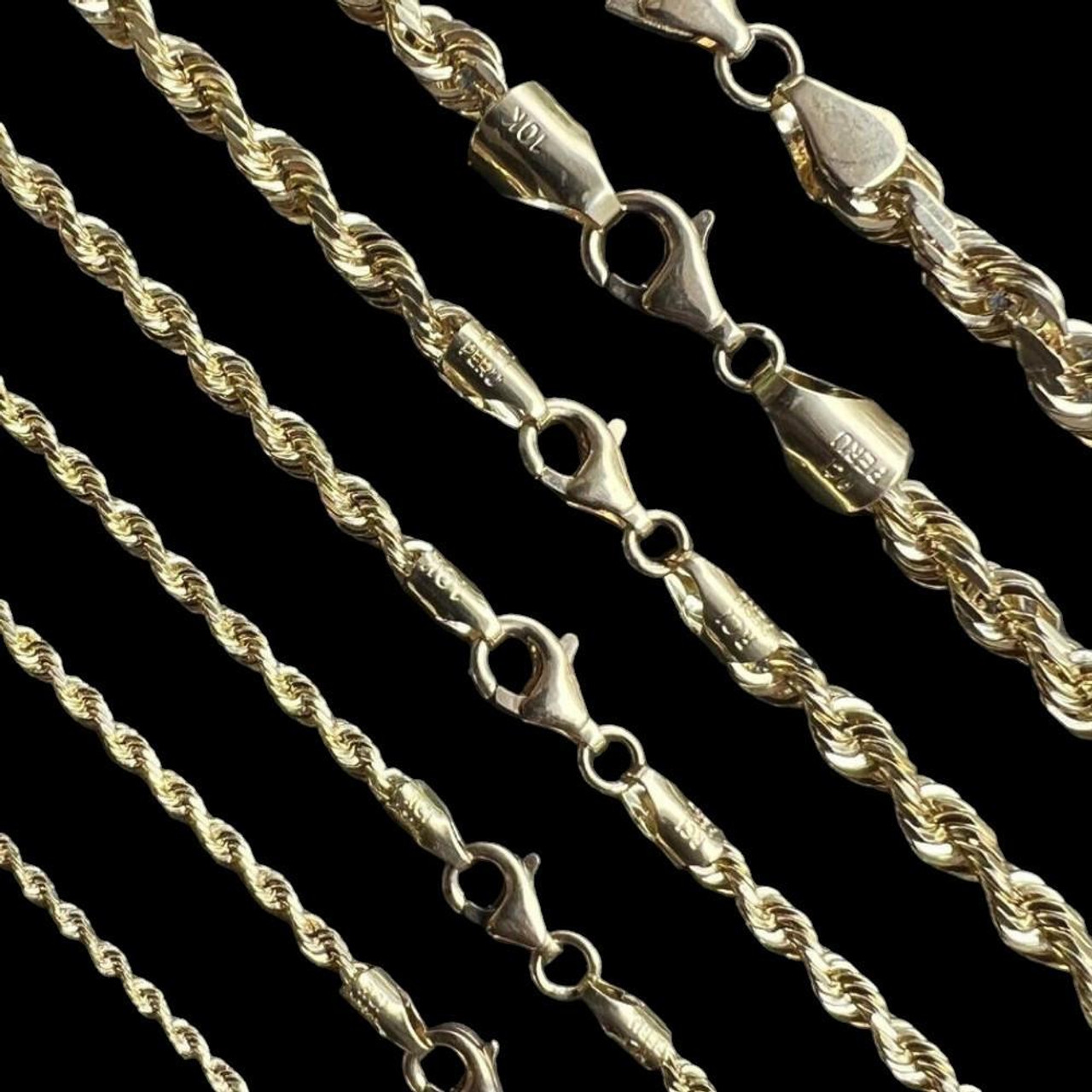 Men's Women's Real 10k Yellow Gold Solid Rope Chain Necklace