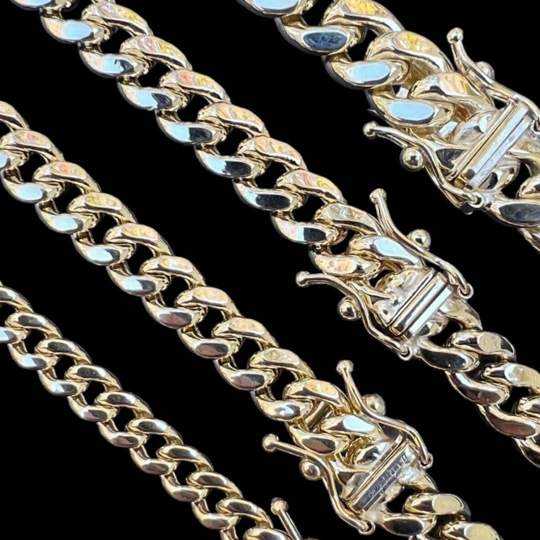 14k HOLLOW Real Yellow Gold Miami Cuban Link Chain Necklace 4.5
