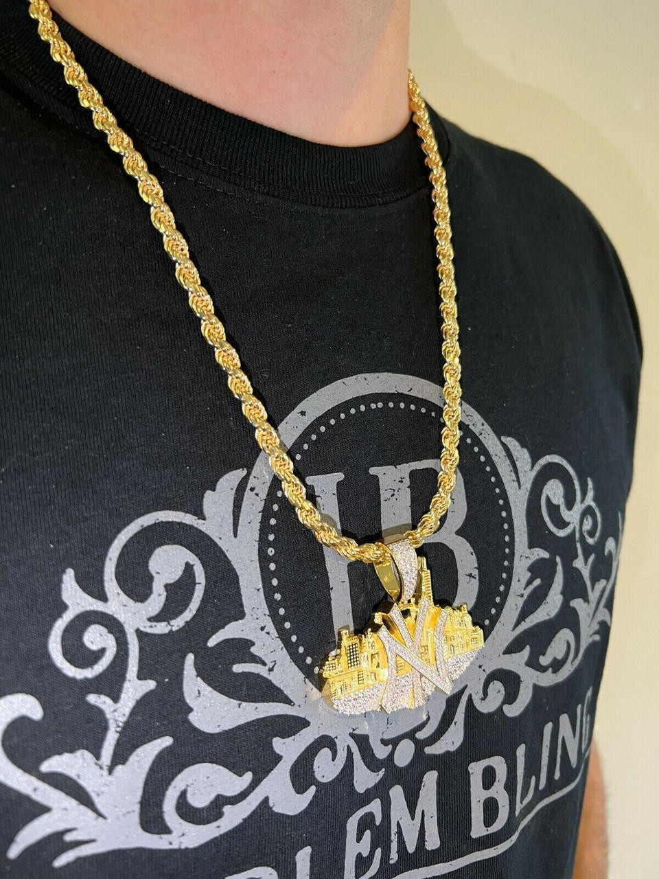 MOISSANITE Hip Hop New York NYC Skyline Pendant Icy Real 925