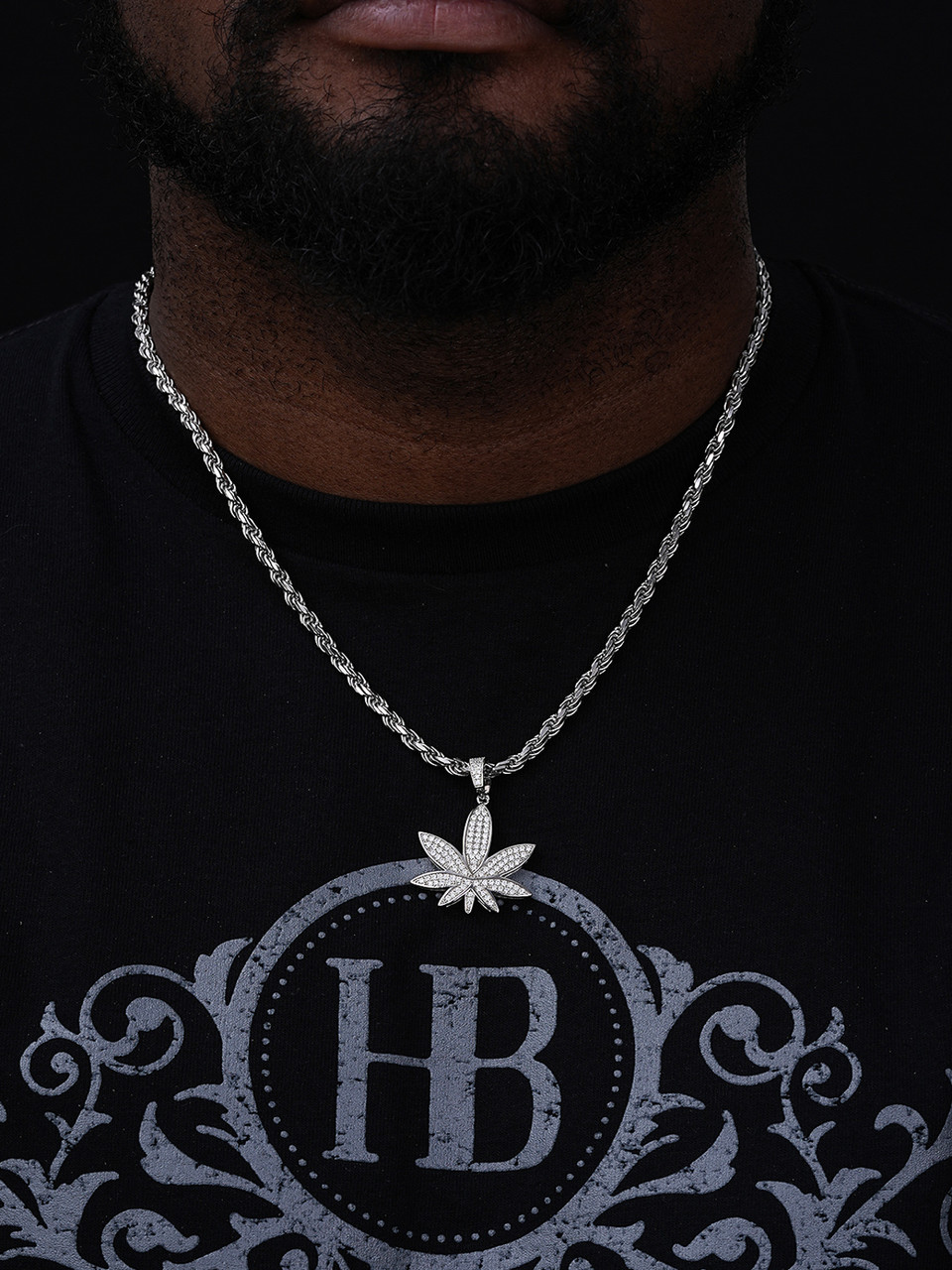 Onyx Tennis King Ice Silver Tennis Chain Necklace Biggie Sweater