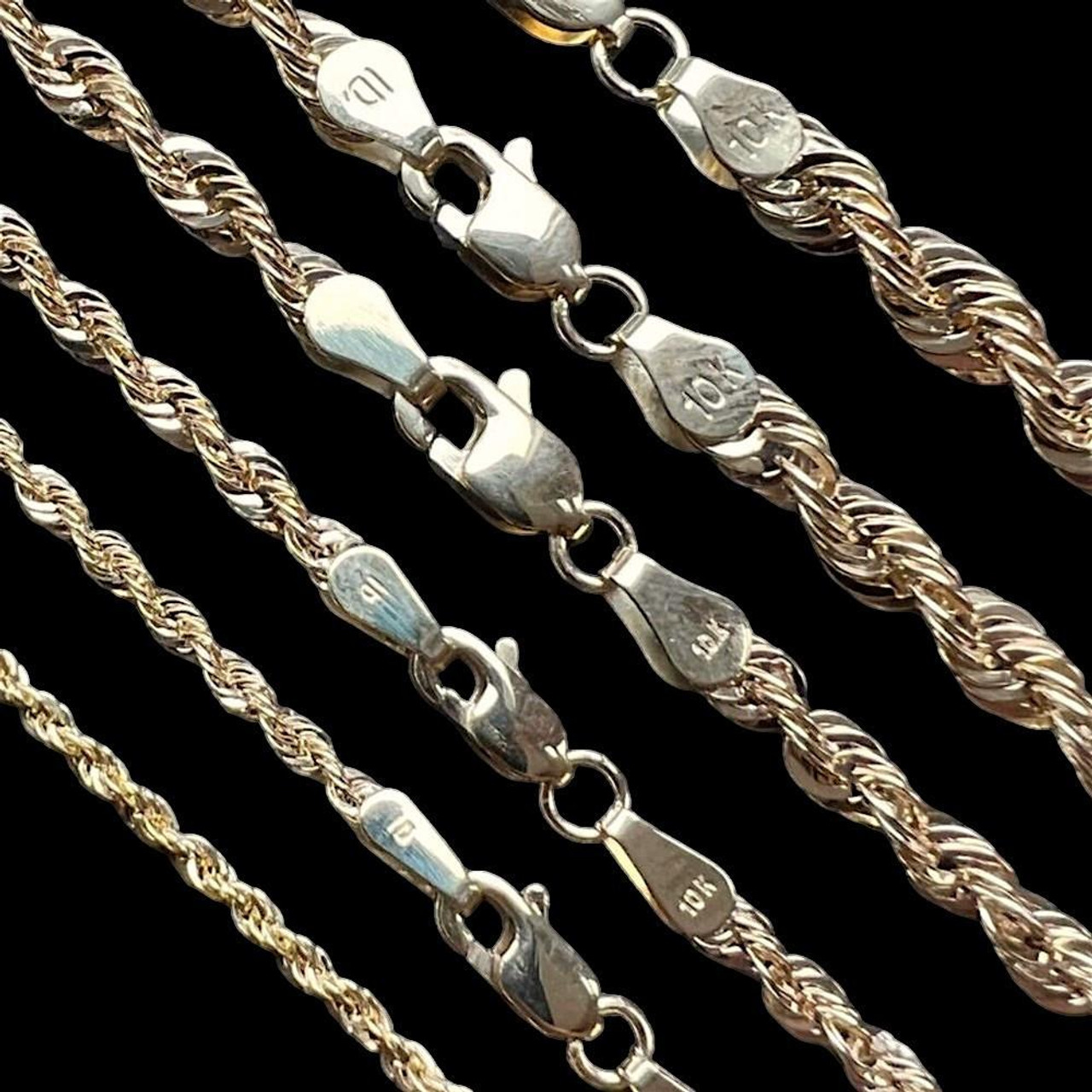 Men's or women's 10k gold rope chains Real 10k yellow gold semi