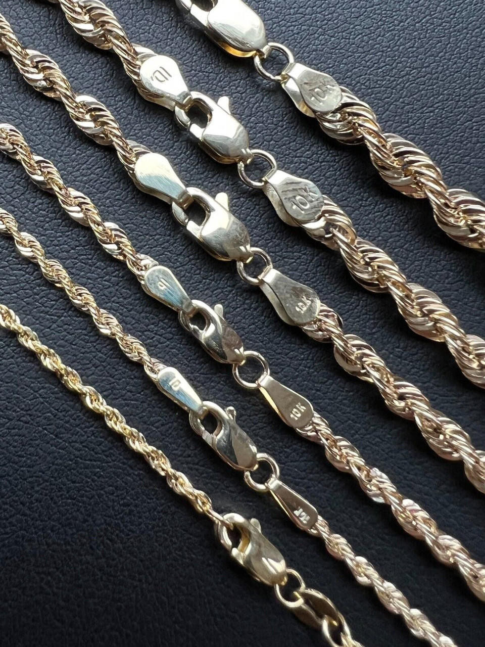 Men's or women's 10k gold rope chains Real 10k yellow gold semi