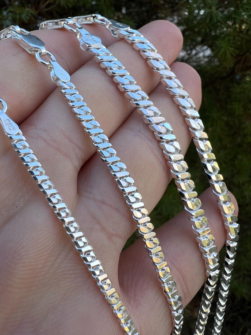 silver 925 Italy necklace bracelet 喜平 925 Italy Sterling Silver Figaro Chain Link Bracelet 8