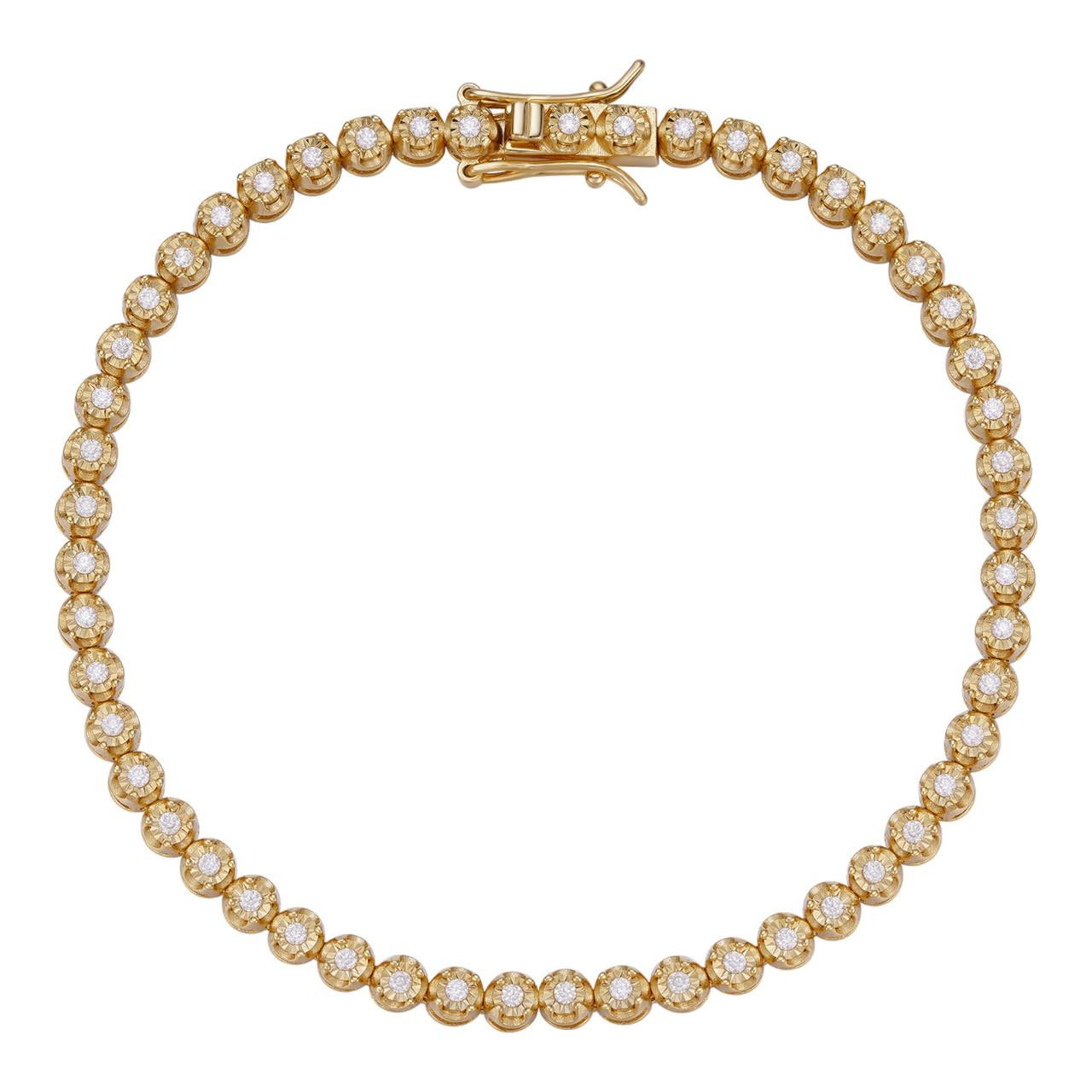3mm MOISSANITE Illusion Set Tennis Bracelet 14k Gold Vermeil