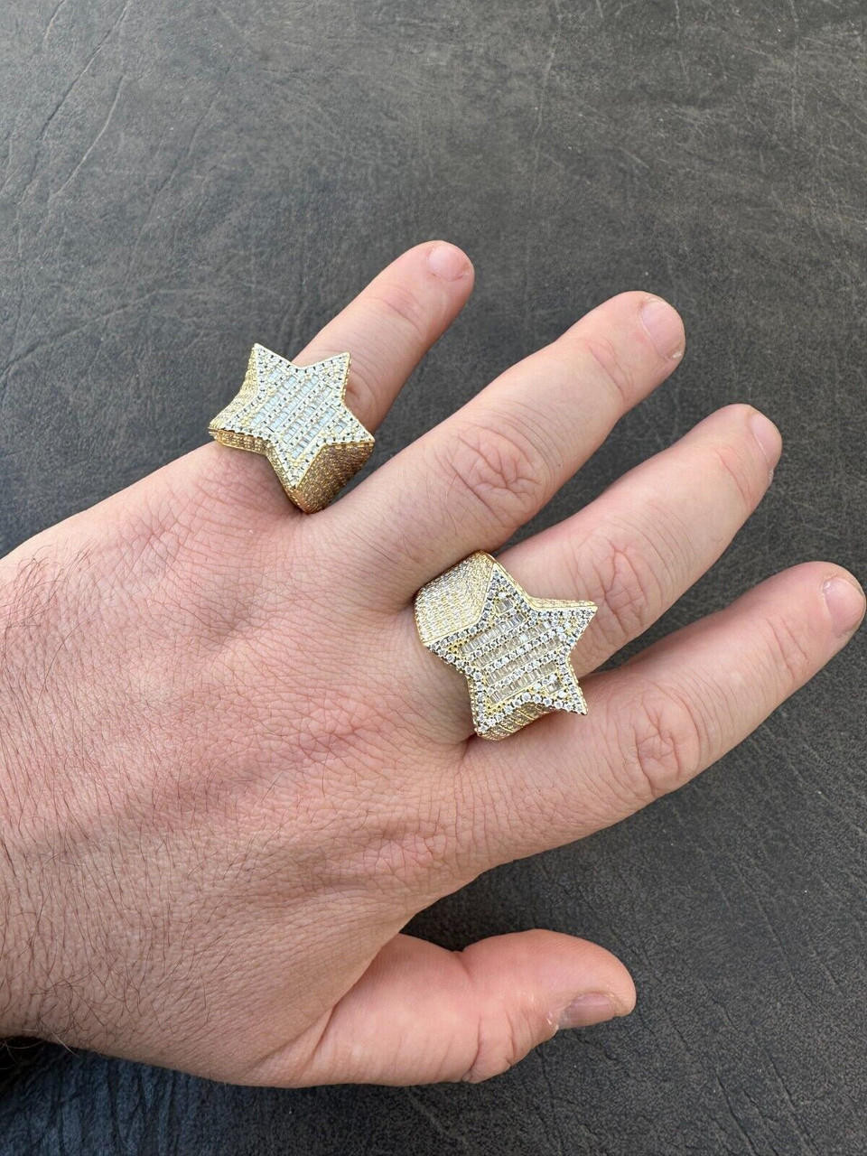 Moissanite Ring Iced Out Ring Star VVS Moissanite Iced Out Star