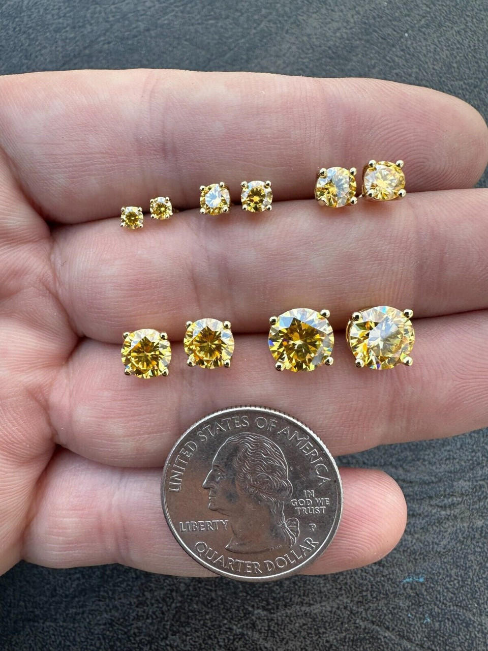 Canary Yellow Moissanite Screwback Stud Earrings 14k Gold Vermeil