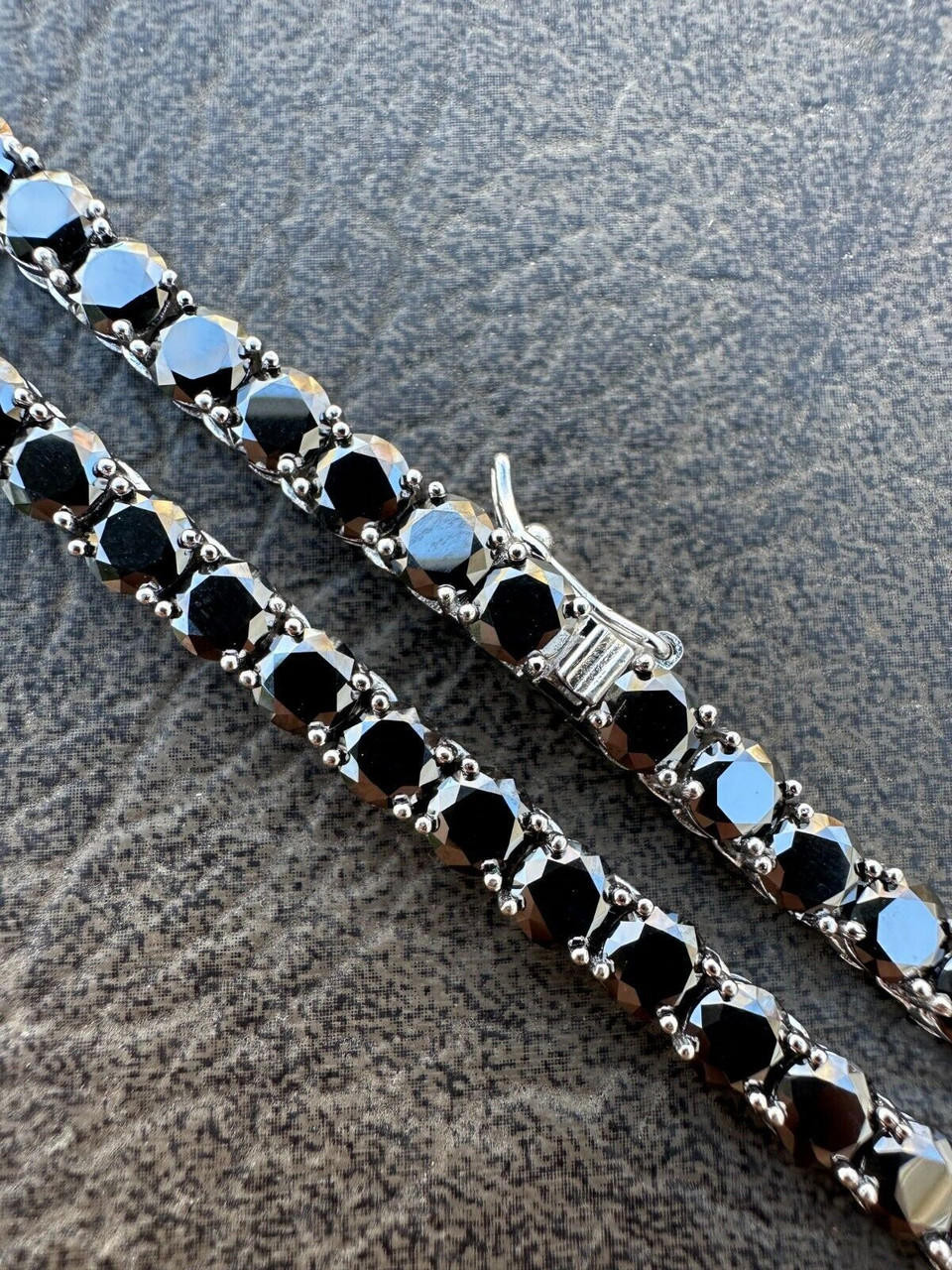 Real Black MOISSANITE 5mm Tennis Chain 925 Silver Iced Necklace