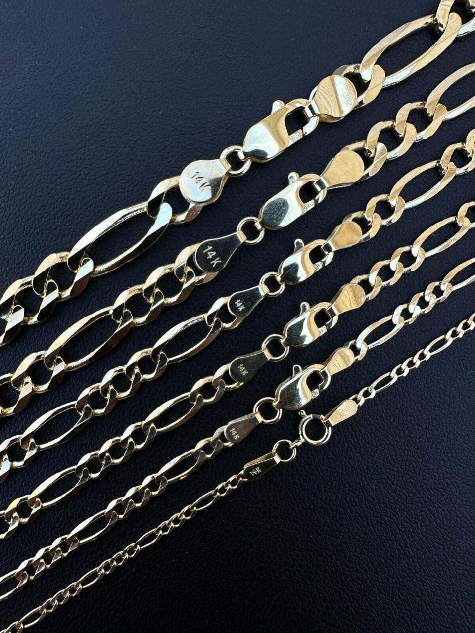 Real Solid 14k Yellow Gold Figaro Link Chain 16-24