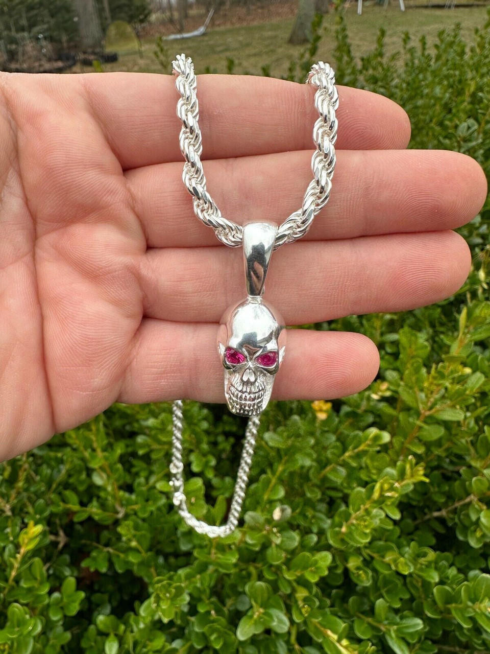 SEI 　REID MFG GOTHIC BALL PENDANT Sterling Silver, Fantasy Gothic style Necklace Pendant, Red