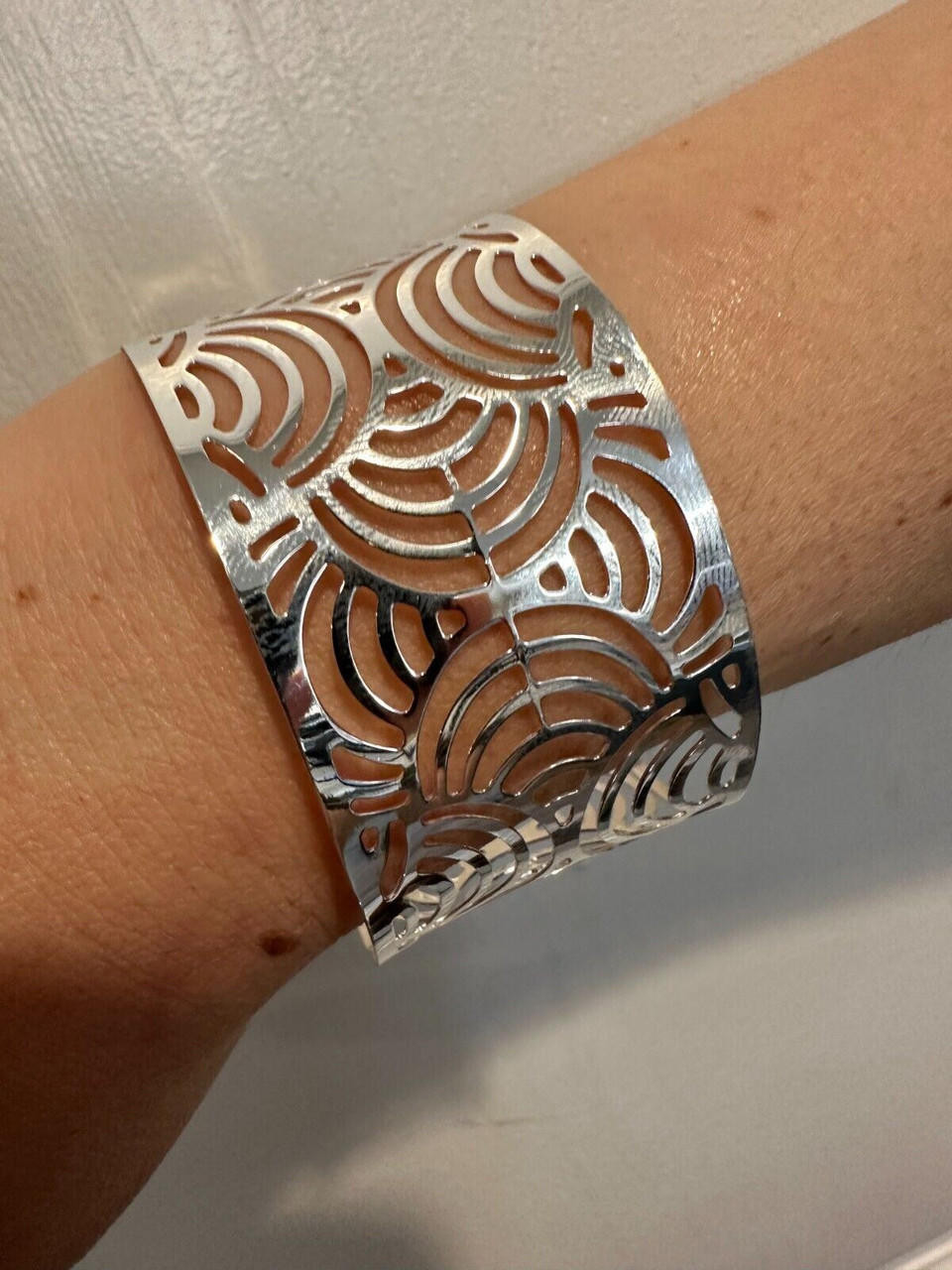 アクセサリー Italy 925 balls cuff bangle Italy Real Solid 925 Sterling Silver 1.5