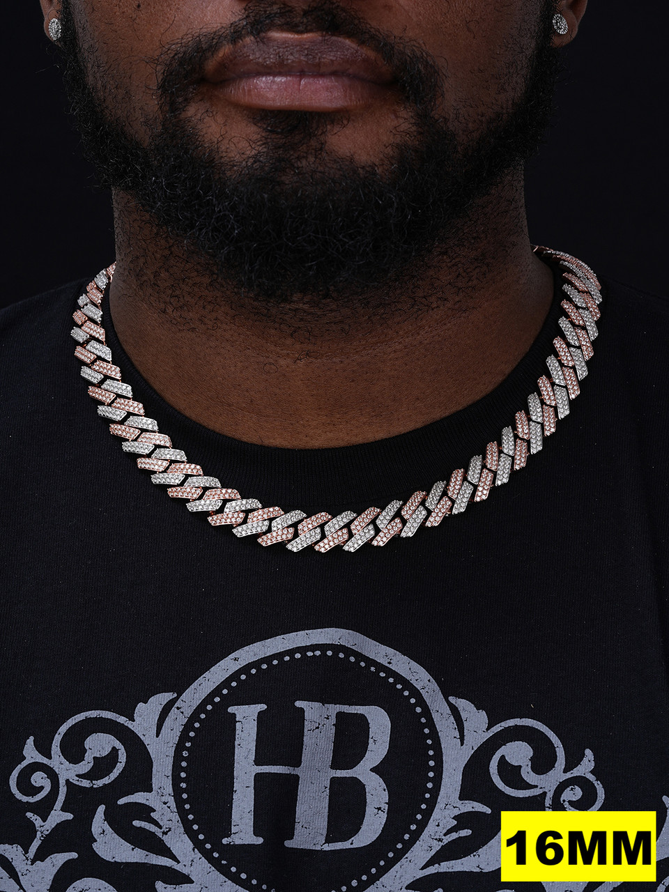 MOISSANITE Real Miami Cuban Link Prong Chain Iced Rose Gold