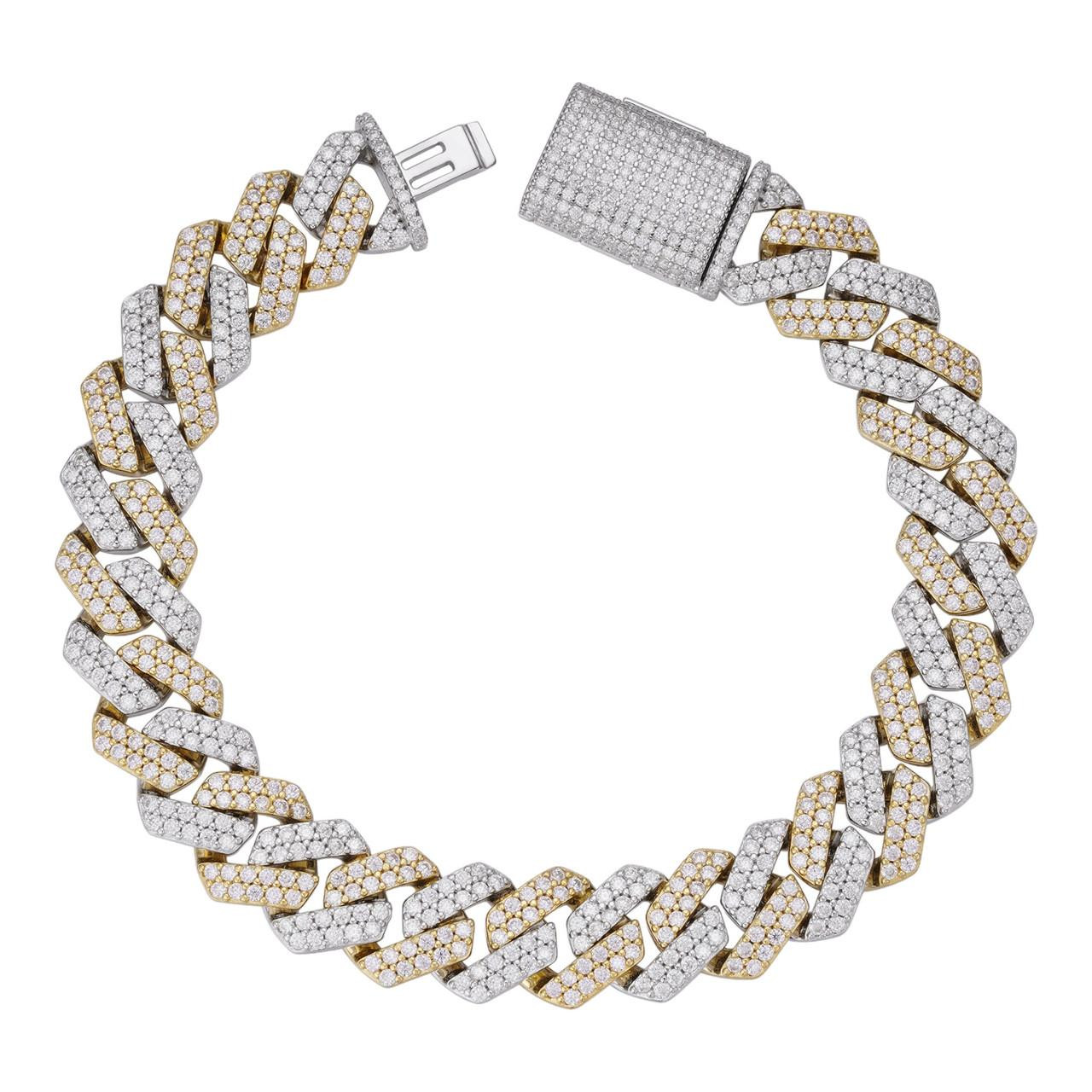 MOISSANITE Real Solid Miami Cuban Link Prong Bracelet Iced 14k