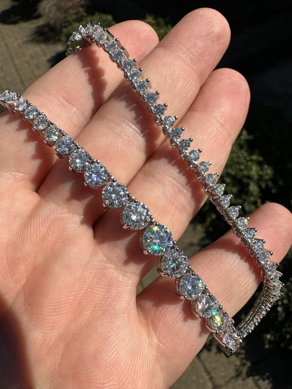 Real Iced MOISSANITE Riviera 3-7mm Graduated Tennis Chain Necklace