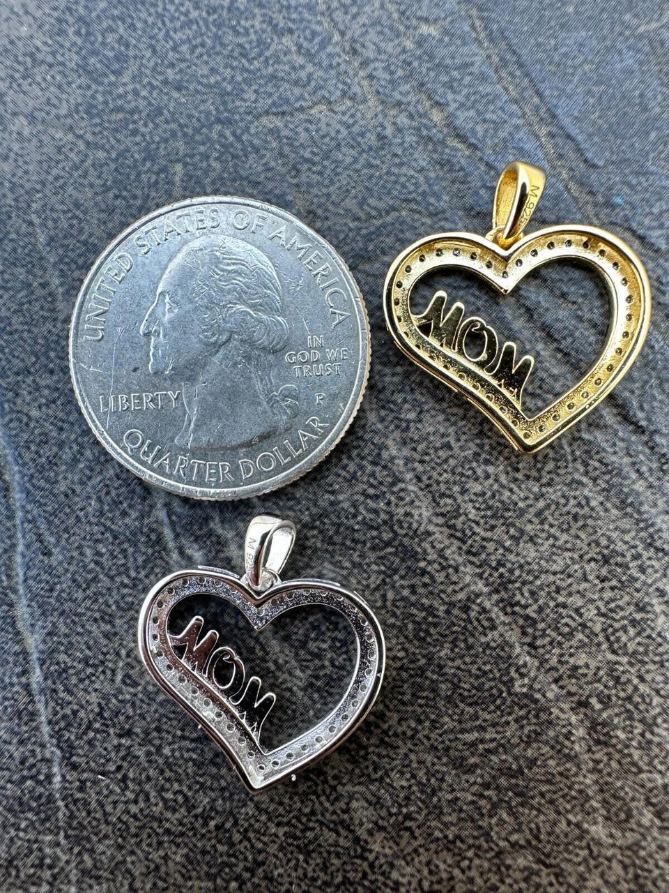 Purple K JeenMata I Love Mom Heart Shaped Purple Stone Pendant