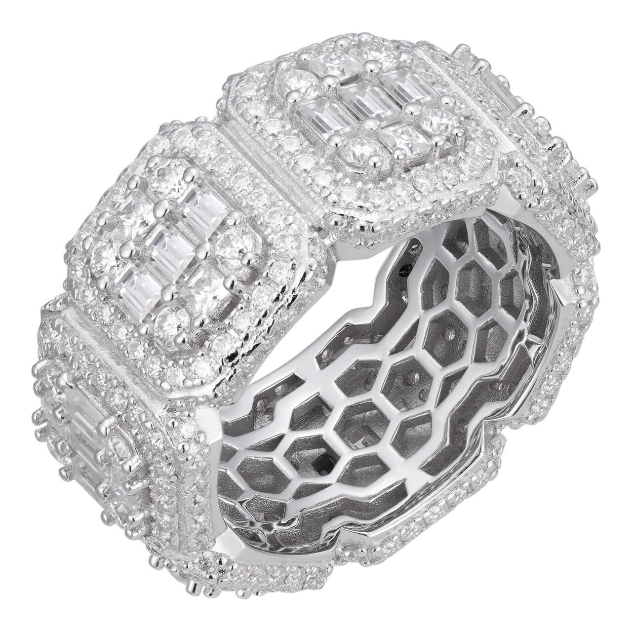 MOISSANITE Real Solid 925 Silver Mens Baguette Pinky RING Iced