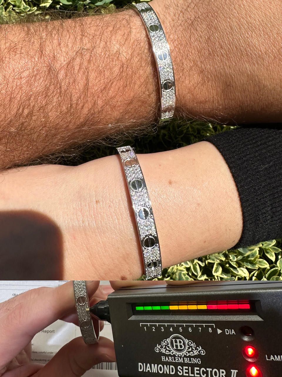 【HYERES LOR】25SS★ Silver Moissanite Full Pave Slim Bangle Real Fully Iced MOISSANITE Solid 925 Silver Bangle Bracelet