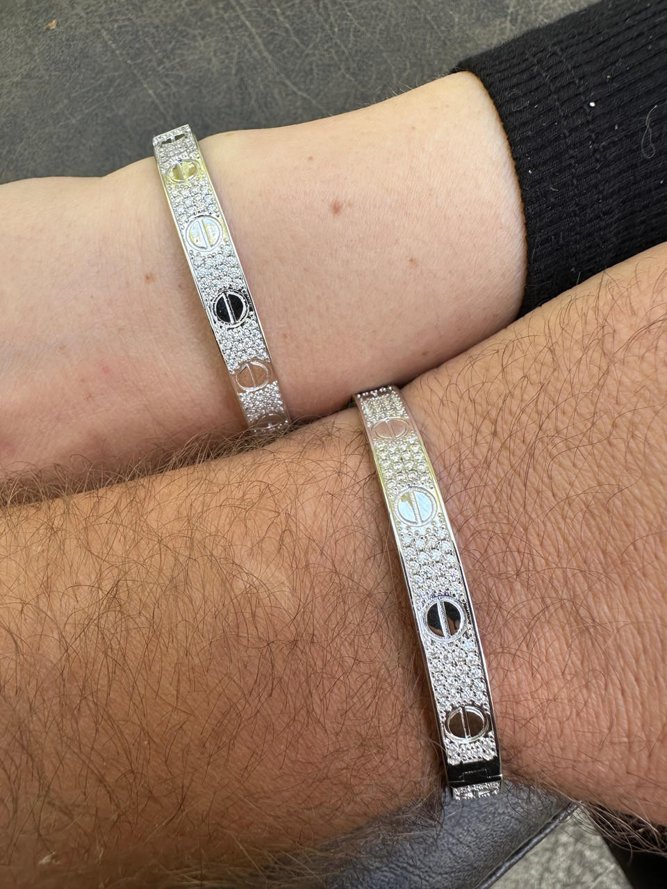 【HYERES LOR】25SS★ Silver Moissanite Full Pave Slim Bangle Real Fully Iced MOISSANITE Solid 925 Silver Bangle Bracelet