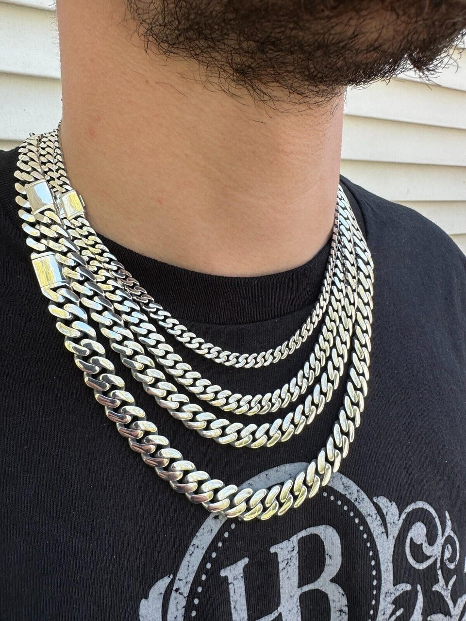 ★MIDNIGHT MOMENT.★ square link long necklace VCT Monaco Long Lock Rectangular Zircon Set Cuban Necklace