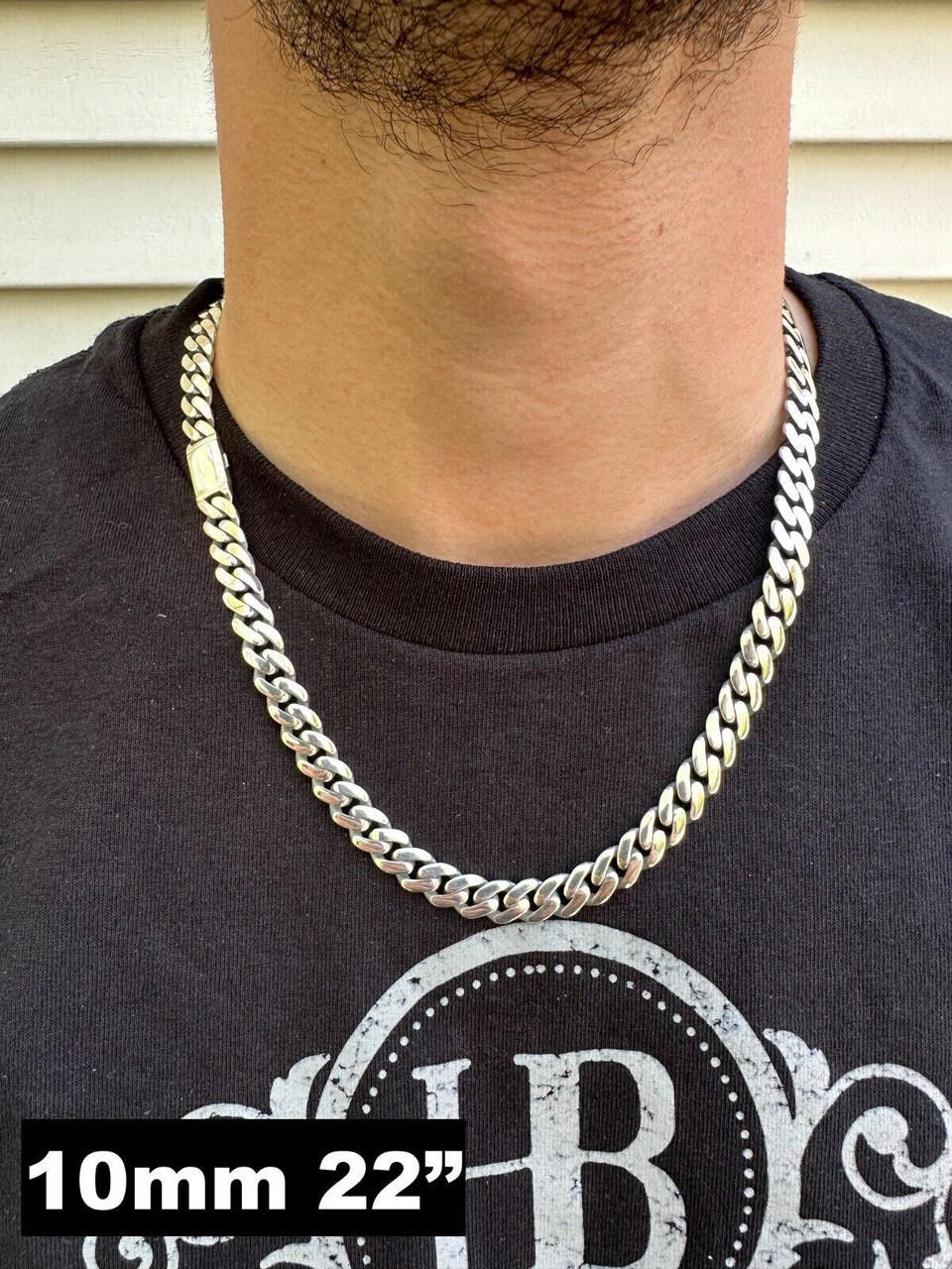 Miami Cuban Link Chain Necklace Real 925 Sterling Silver