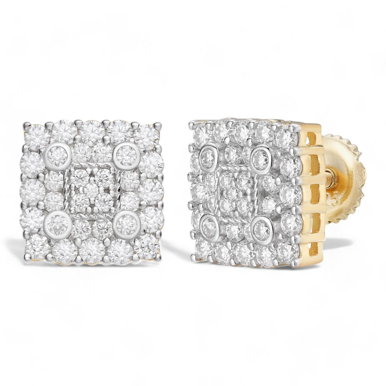 ピアス wing bling 14k post ruba square moissanite earrings MOISSANITE Earrings Square Real 925 Silver 14k Gold Plated