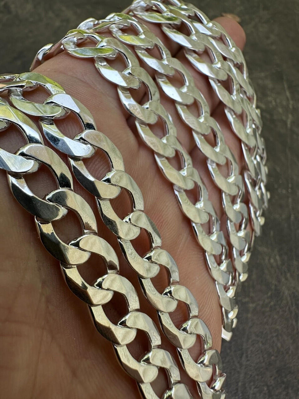 Italy Flat Curb Cuban Link Chain Necklace Real 925 Sterling Silver