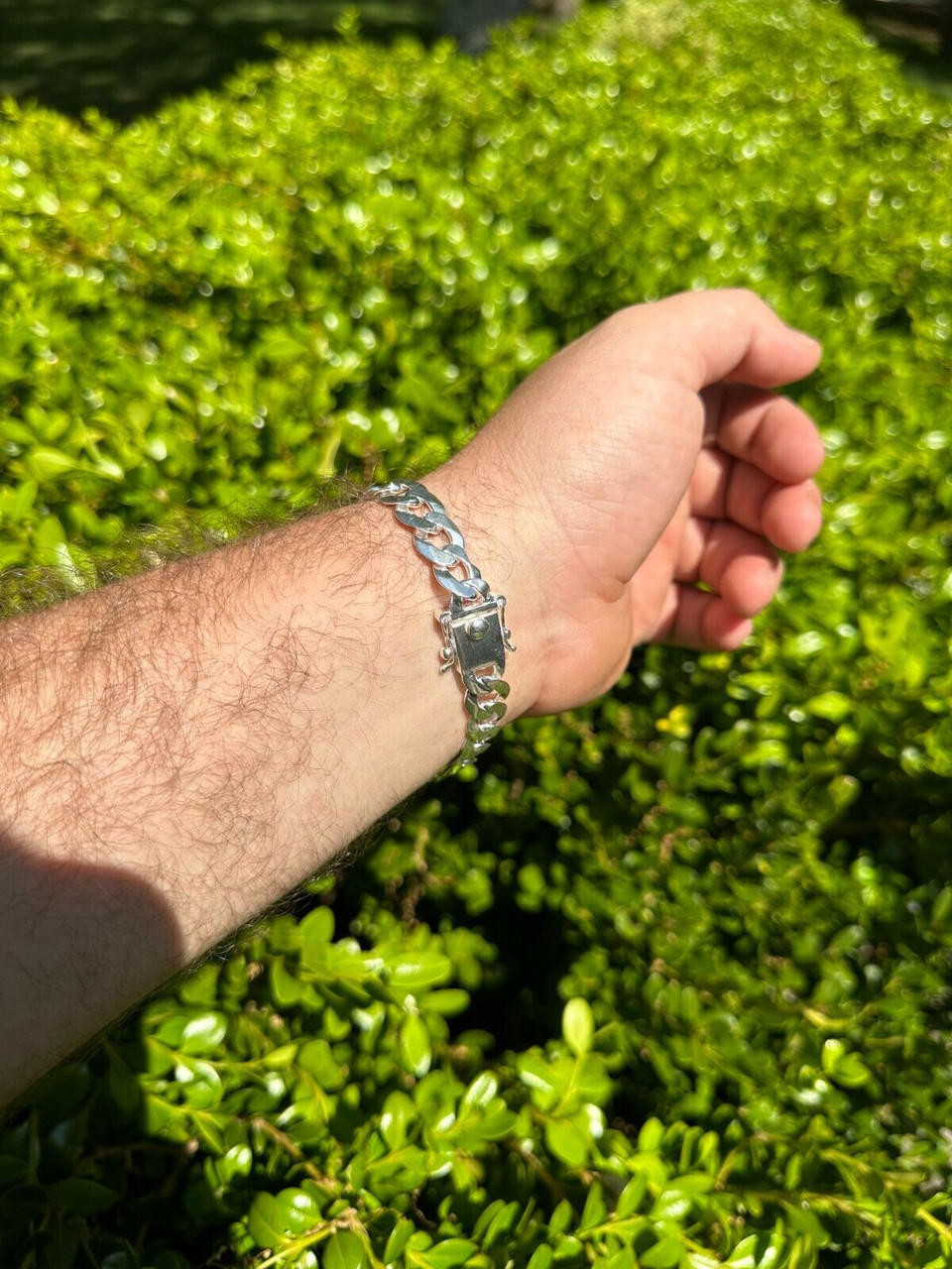 Flat Curb Cuban Link Chain Bracelet Real 925 Sterling Silver Sleek