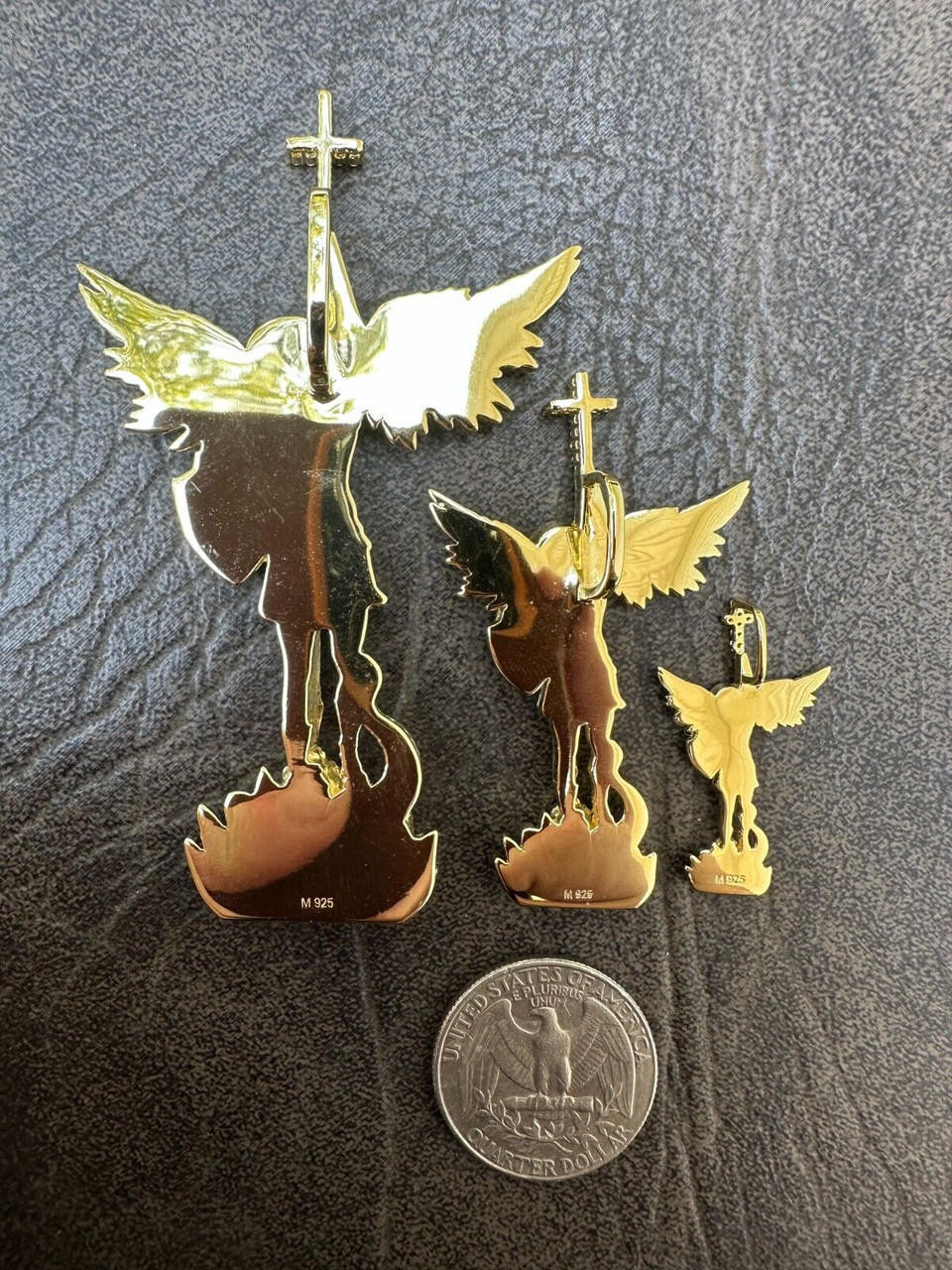 Real MOISSANITE Saint Michael Slaying Dragon Pendant 14k