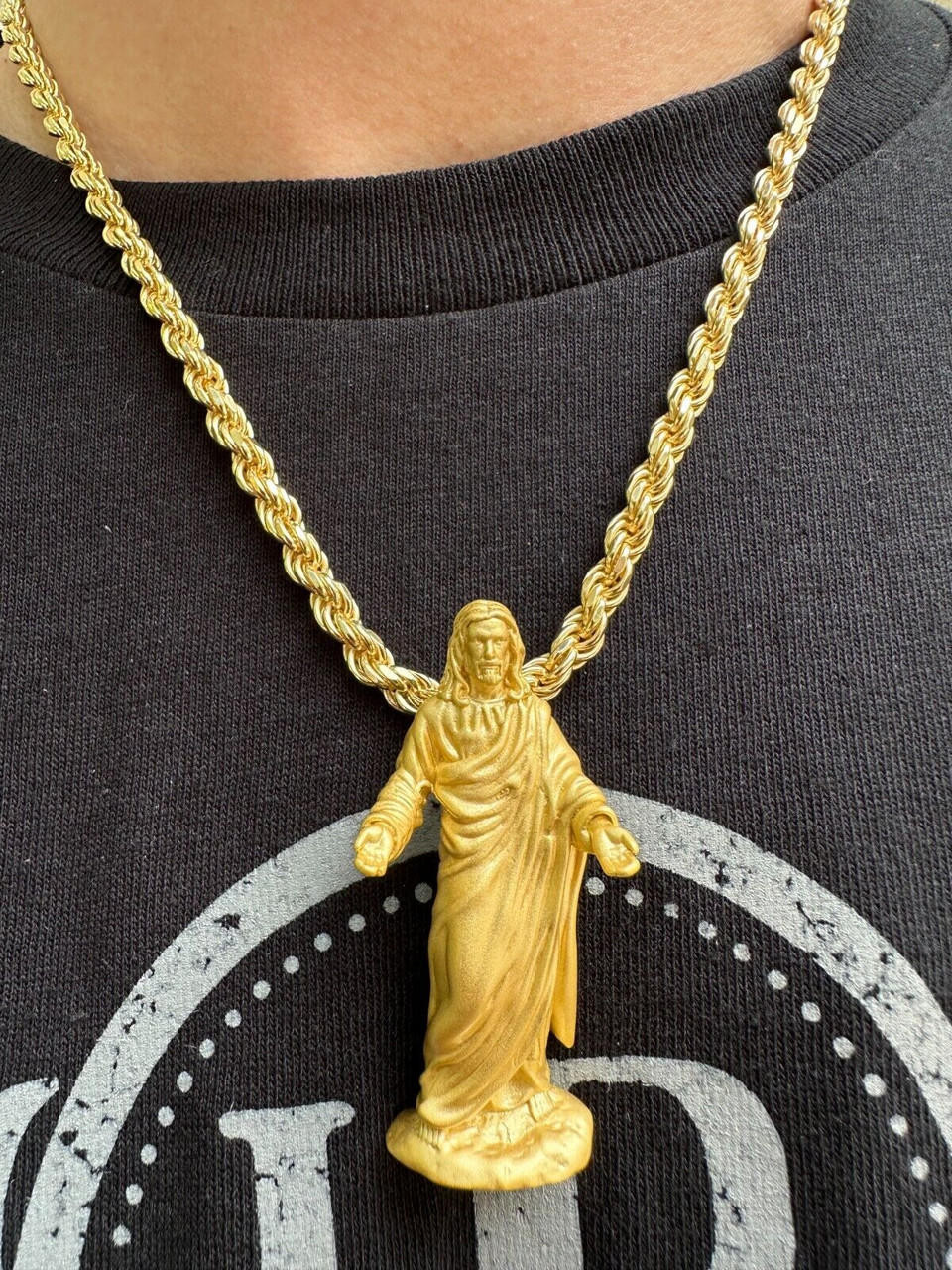 【STING925】Jesus Piece Pendant Box chain 3mm 60cm Heavy 3D Jesus Piece Real 925 Silver / 14k Yellow Rose Gold