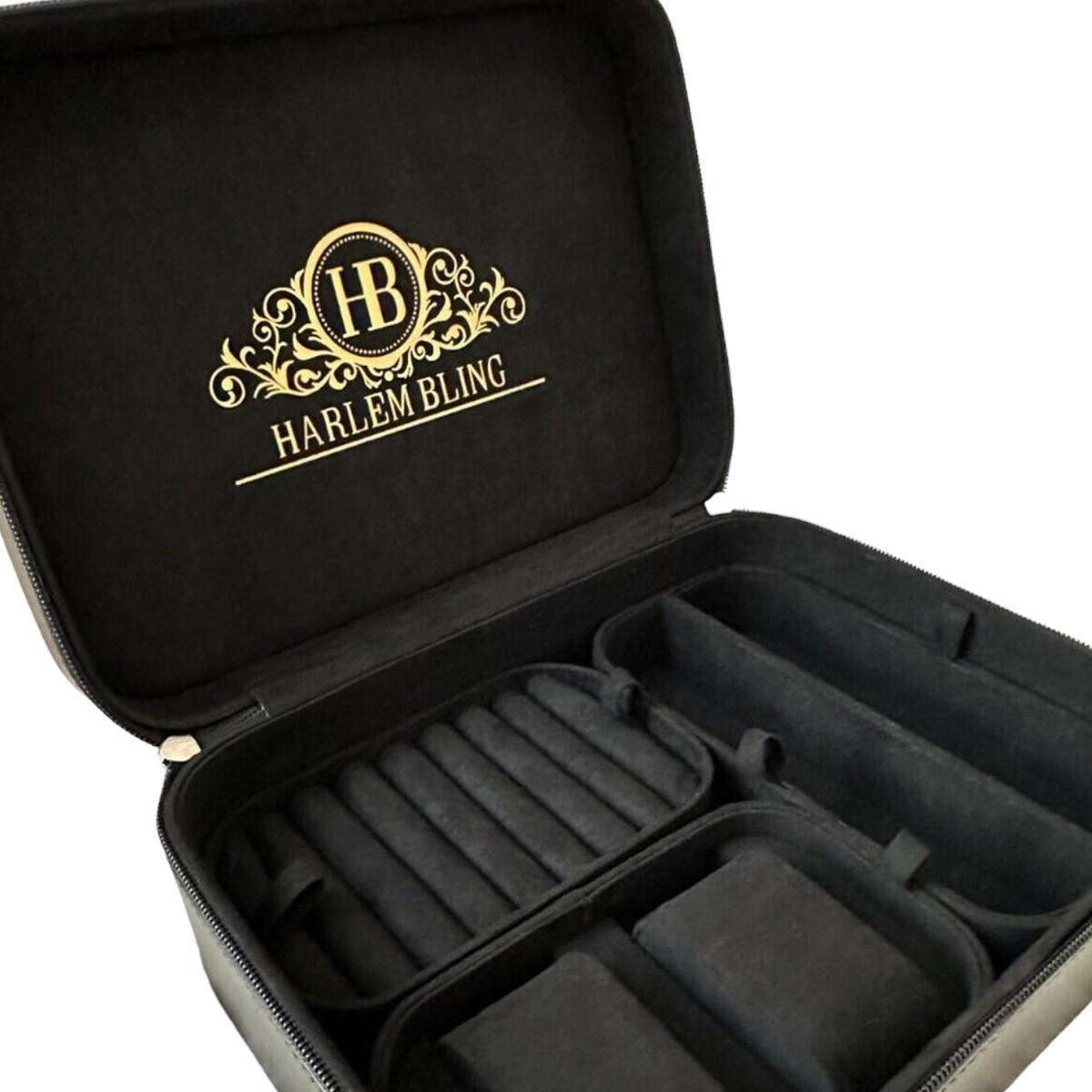 Harlembling Leather Jewelry Case Mens Travel Jewelry Box